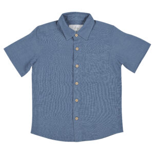 Kids Short Sleeve Bamboo Shirt - Blue Steel
